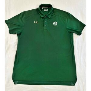 Under Armour Mens Colorado State Rams Polo Shirt Green Large Loose Fit NCAA CSU